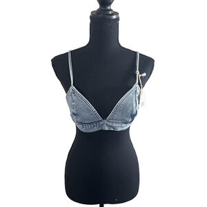 Women’s Light colored Denim Bra Top, Size S